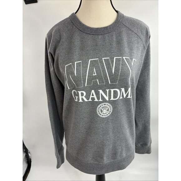 Soffe Womens S Gray Navy Grandma Sweatshirt Pullover Crewneck Military Graphic - Picture 2 of 6